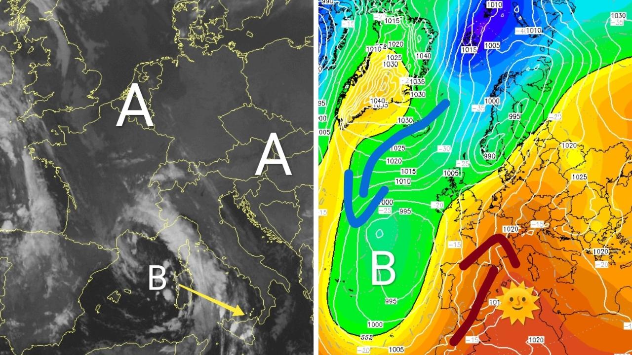 
	A sinistra la situazione nella mattina di venerd&igrave; 7 novembre a destra quella prevista per i giorni successivi (Elaborazione Cmt)

