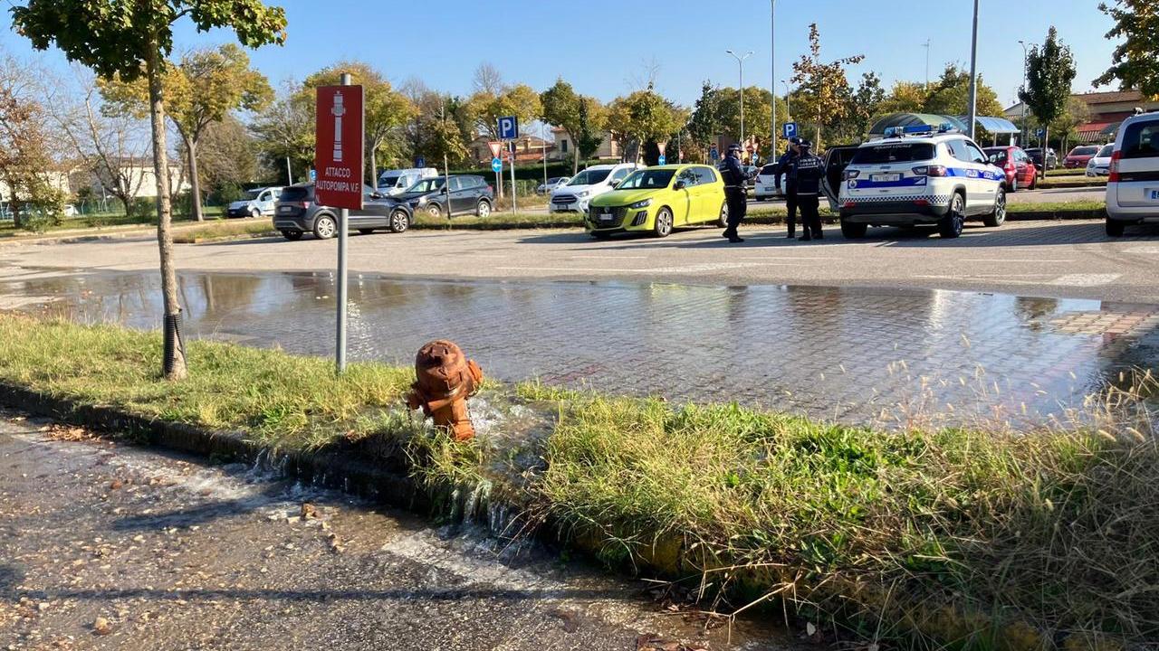 Argenta, auto centra un idrante: parcheggio allagato