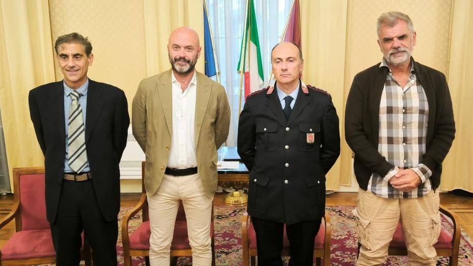 Un momento della conferenza stampa in Comune