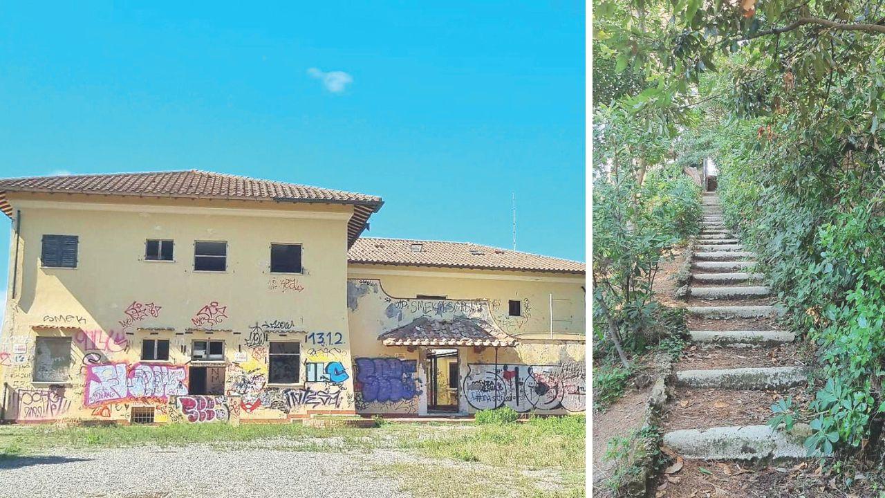 Una veduta della villa e le scale che portano alla spiaggia