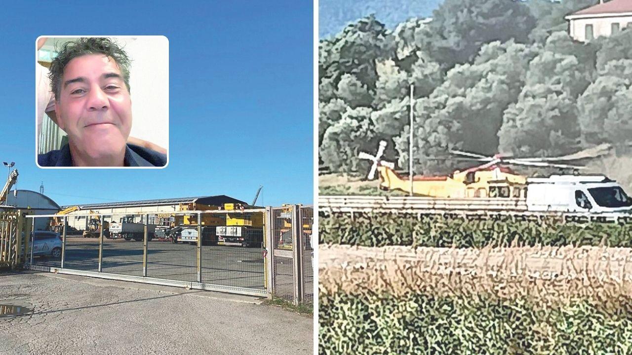 Salvatore Parlato, l’ingresso dell’azienda e l’eliambulanza intervenuta