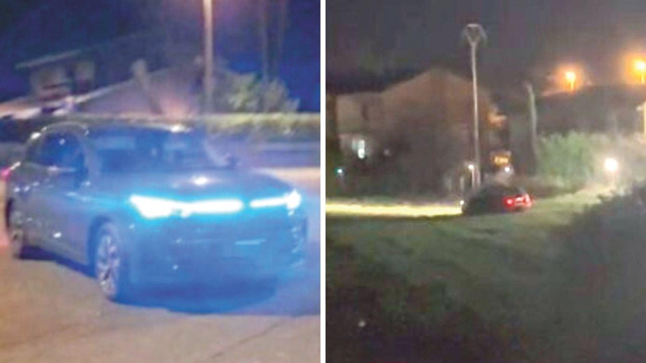A sx la macchina fotografata dagli abitanti di Casalecci con cui i ladri sono arrivati nel centro abitato e poi fuggiti, a dx le ronde dei cittadini sabato scorso