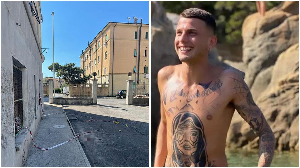 L’area di via Giordano Bruno dove è precipitato Denny Magina e una foto del giovane livornese