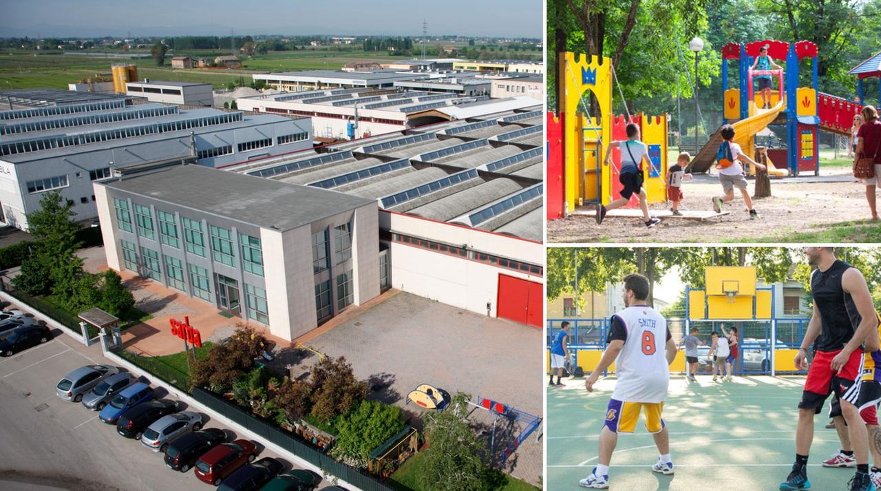 
	La sede di Sarba, un parco giochi e un playground

