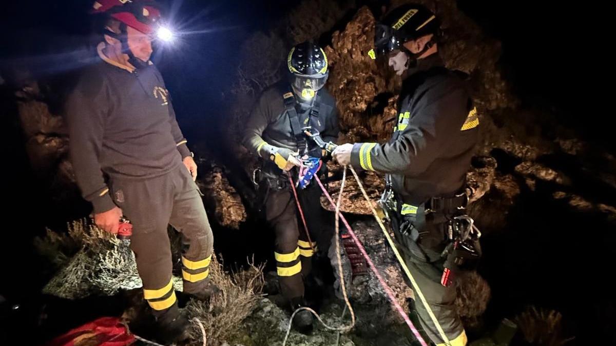 Cane da caccia precipita in una voragine, recuperato dai vigili del fuoco