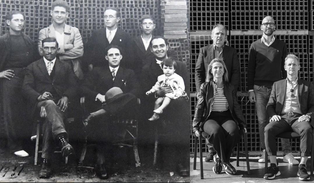 
	Il fondatore Giuseppe (seduto al centro) e accanto i nipoti oggi

