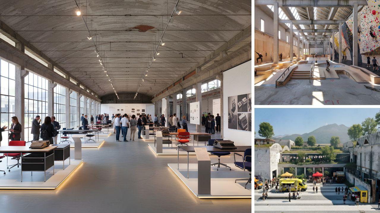 Alcuni rendering del progetto di riconversione dell’area ex Olivetti