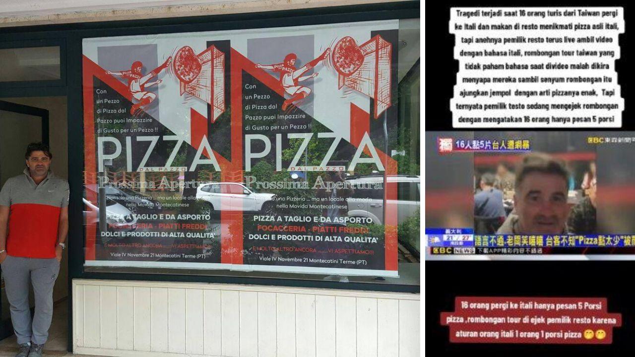 
	A sx Pazzini davanti al suo locale, a dx&nbsp;un frame del video ripreso da una tv taiwanese

