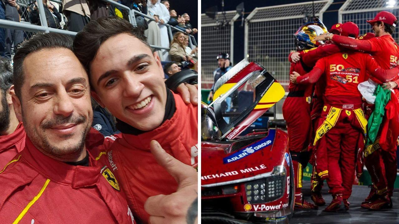 
	Valentino Aieta con l&rsquo;altro meccanico di Monsummano Mattia Piliero, a dx la festa dopo la fine della gara

