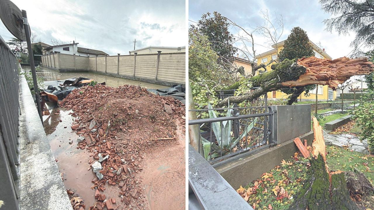 I danni della tromba d'aria (Foto Nucci)