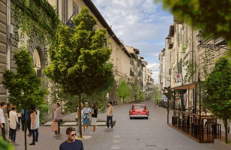
	Un rendering mostra come potrebbe diventare la strada con il progetto Recreos

