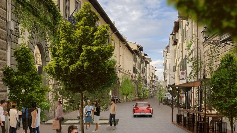 Un rendering mostra come potrebbe diventare la strada con il progetto Recreos