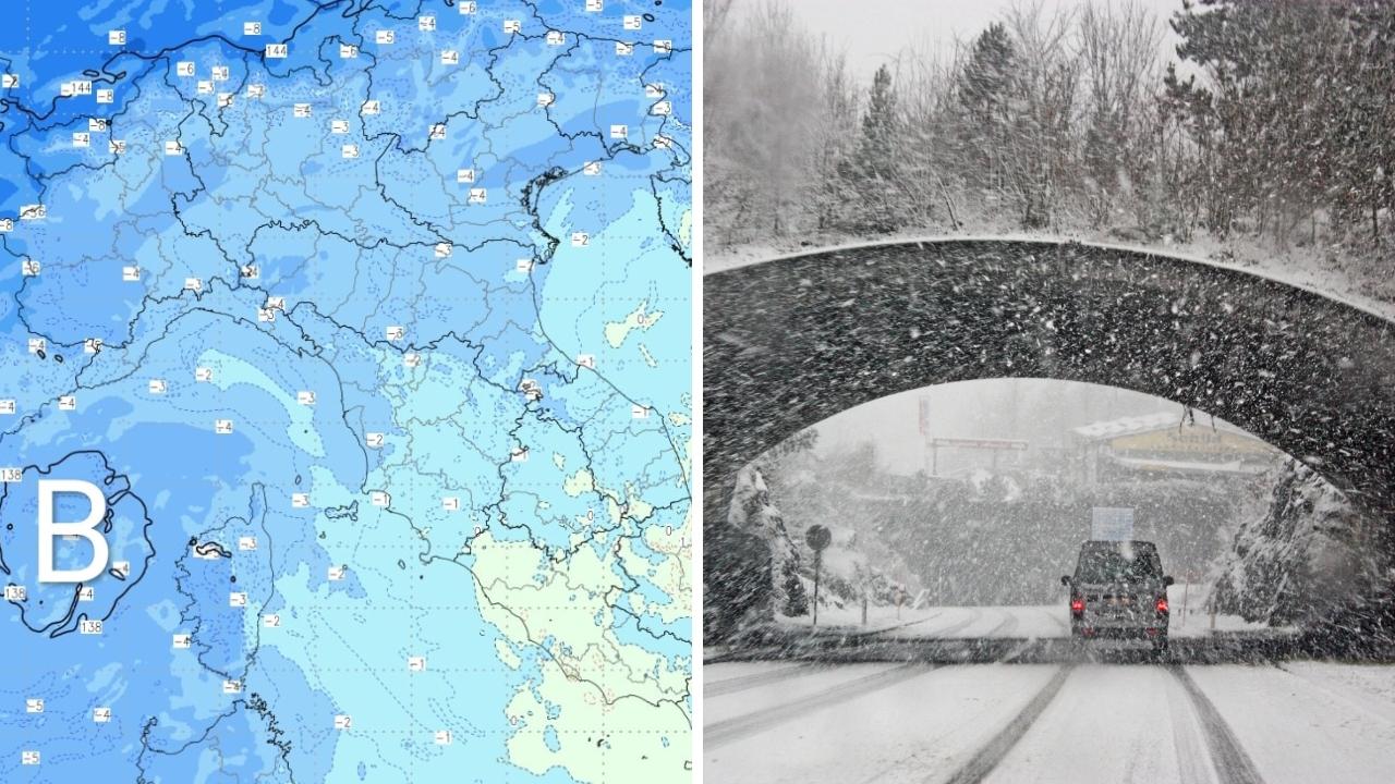 
	Freddo e neve in arrivo in Toscana (Mappa elaborazione Cmt)

