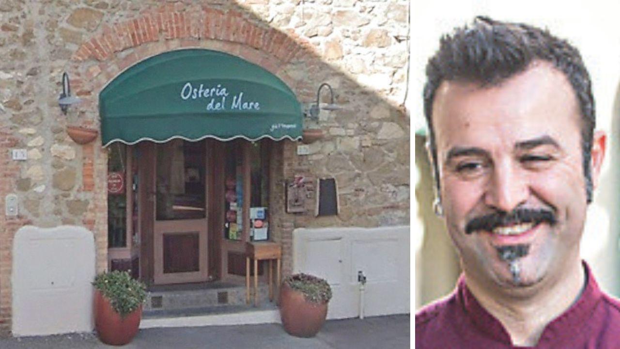 L'esterno del locale e Massimiliano Ciregia, co-titolare dell’Osteria del Mare