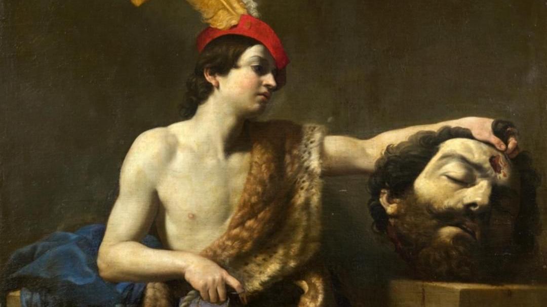 La tela «Davide contempla la testa di Golia»