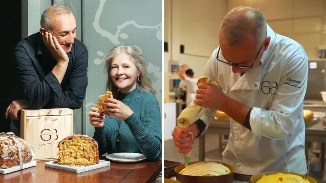 Gian Paolo Bassi con la food writer Xanthe Clay e durante la preparazione