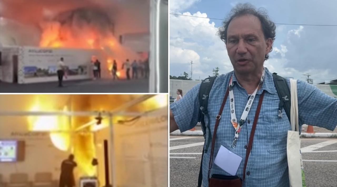 
	L'incendio alla Cop30 e Luca Lombroso dopo l'evacuazione

