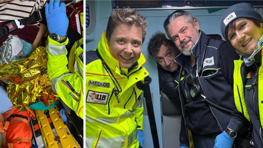 Lo staff del 118 che ha soccorso la mamma e la bambina