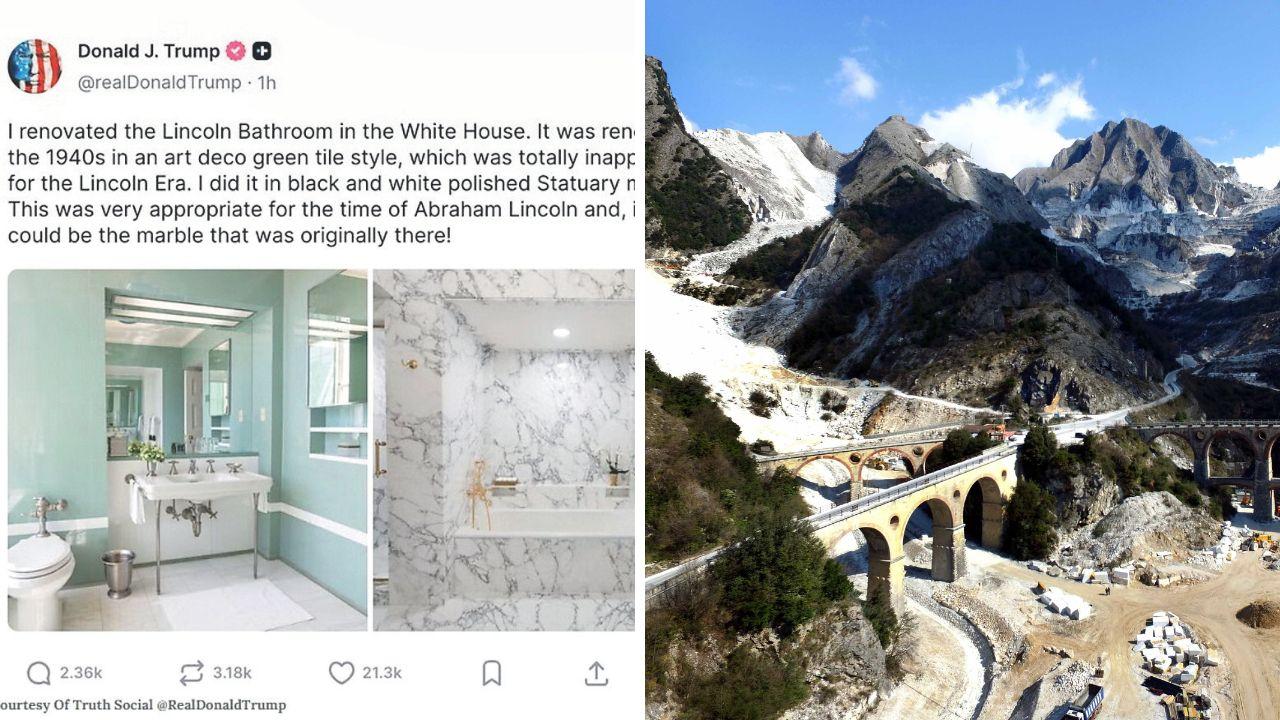 Il post di Trump e una veduta delle cave