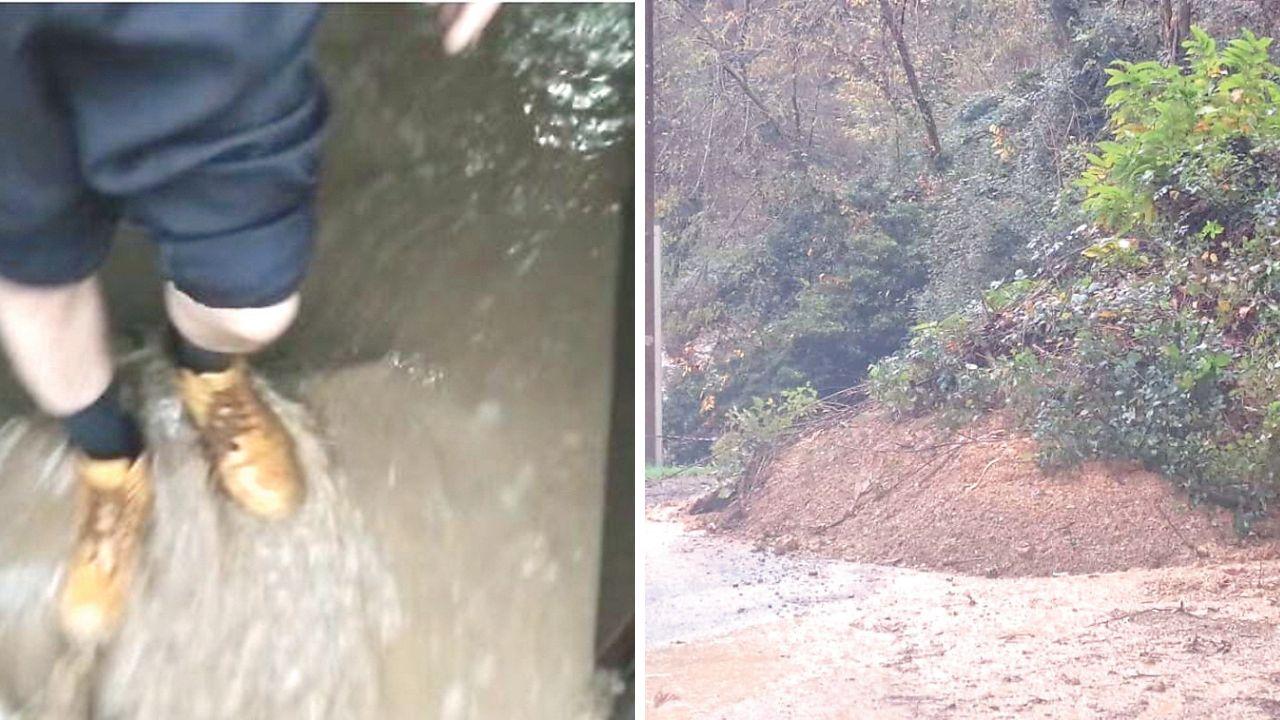 L'acqua nel ristorante Le Terme di Massaciuccoli e la frana a Nocchi