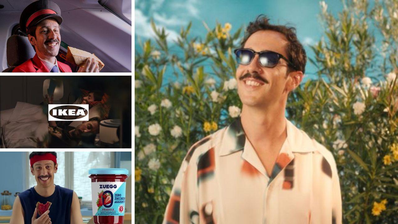 Raffaelli negli spot Bauli, Ikea e Zuegg, a dx nella pubblicità dei condizionatori Clivet