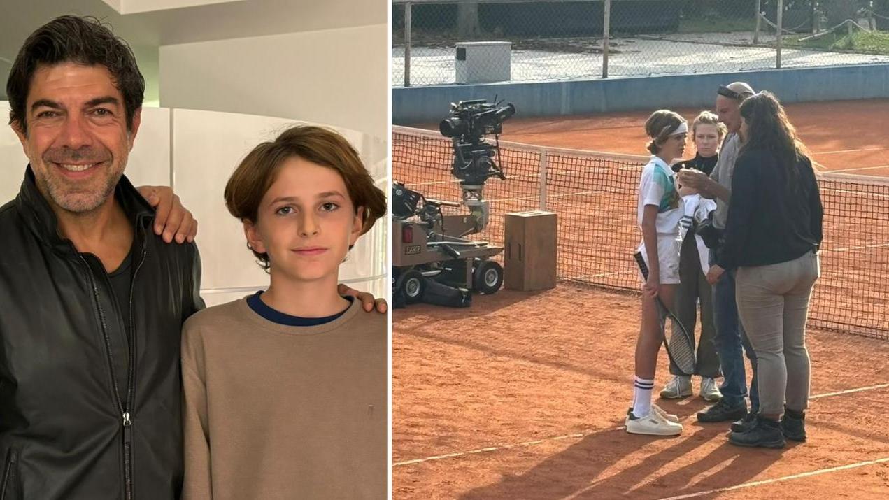 Tommaso Mazzoni con Pierfrancesco Favino e sul set