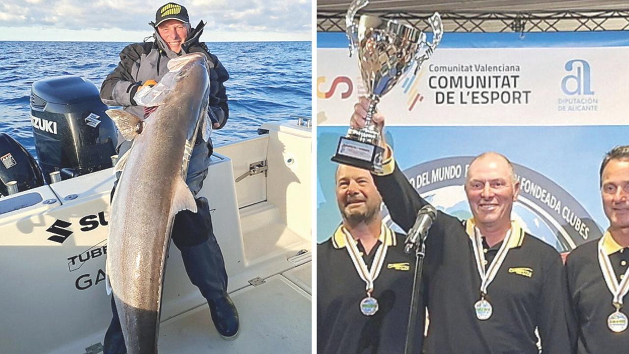 
	Marco Volpi e la ricciola da record; a destra premiato a Madrid

