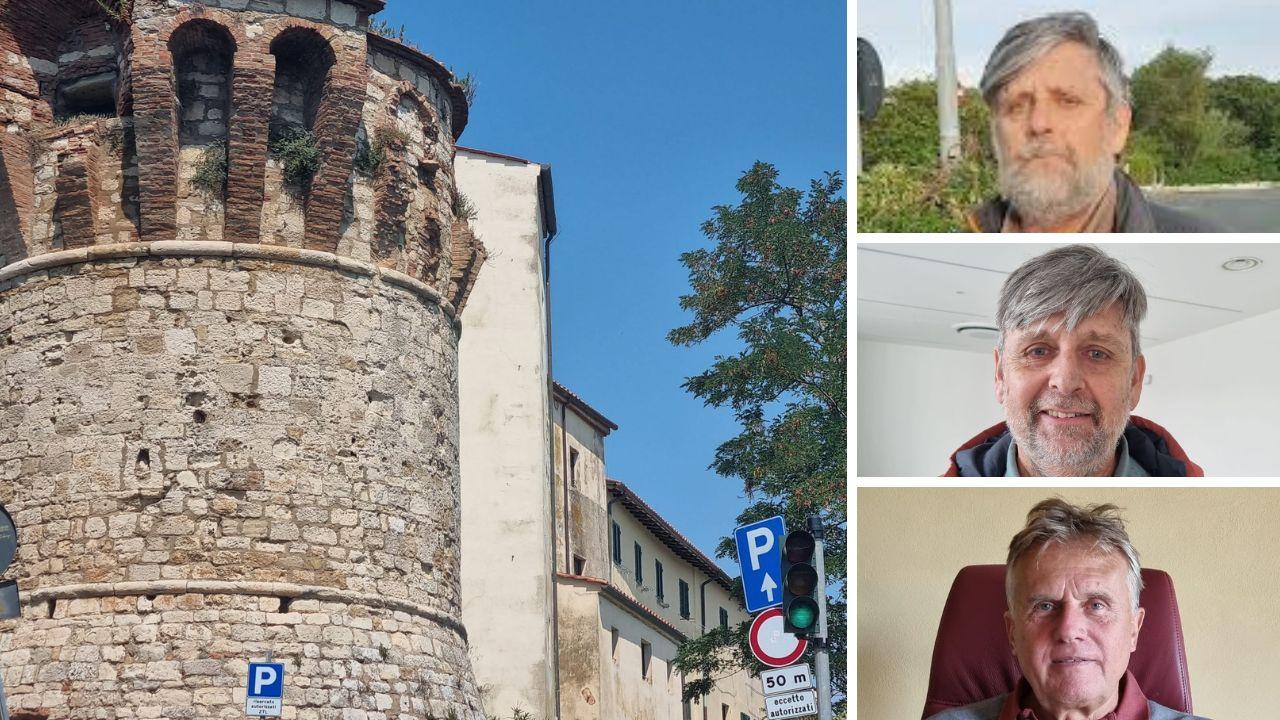 Uno scorcio di Rosignano Marittimo, a dx dall'alto Roberto Repeti, Mario Settino e Claudio Marabotti