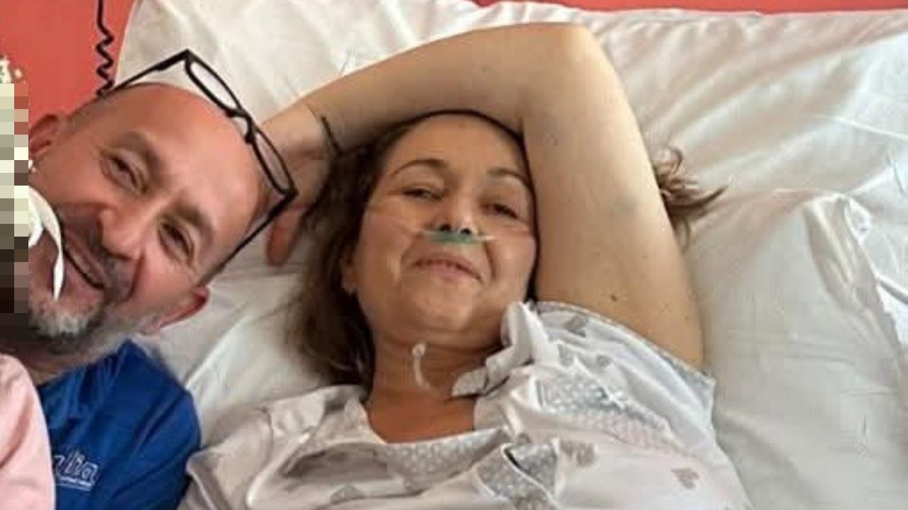 Miriam col marito in ospedale