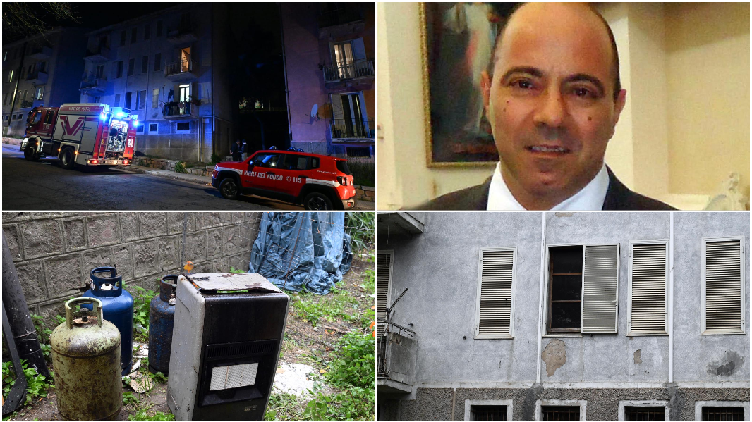 La vittima e la casa dove si è verificato l'incendio nelle foto di Massimo Locci