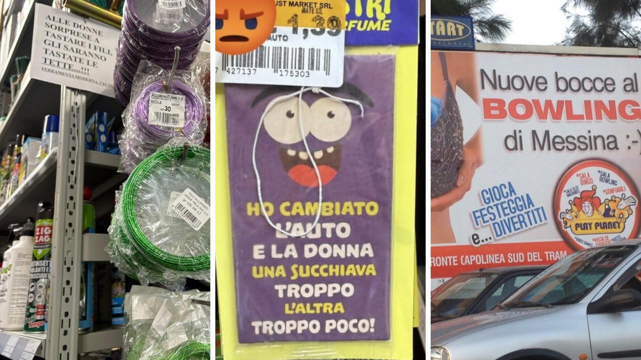 
	I due cartelli spuntati in Toscana e a destra il riferimento al bowling di Messina

