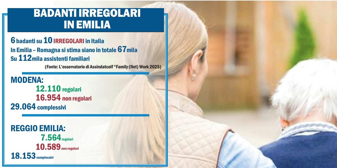 Badanti, il 60% a Modena e Reggio lavora in nero: sono più di 27mila