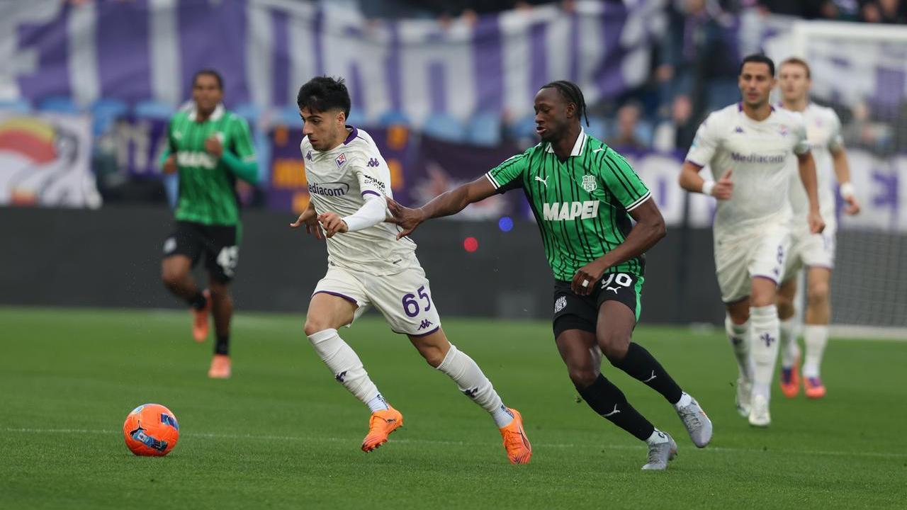 Un momento della partita Sassuolo-Fiorentina (foto Lapresse)