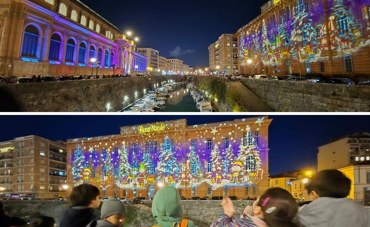 La facciata delle Benci come un villaggio e il Mercato si accende: Livorno città del Natale