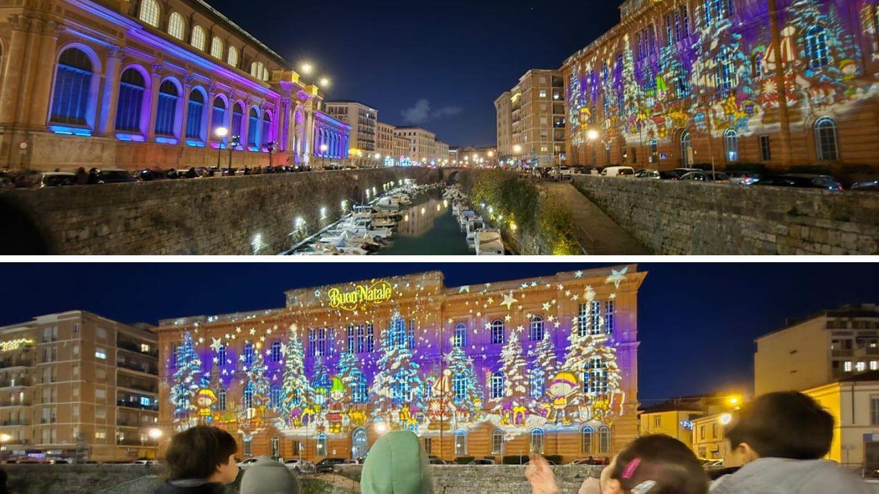 La facciata delle Benci come un villaggio e il Mercato si accende: Livorno città del Natale