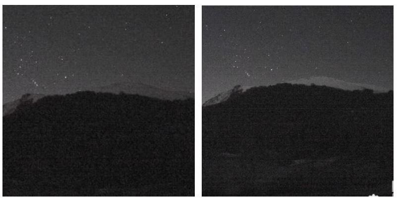 
	A sinistra prima del passaggio del bolide,&nbsp; a destra Ventasso illuminato durante il passaggio

