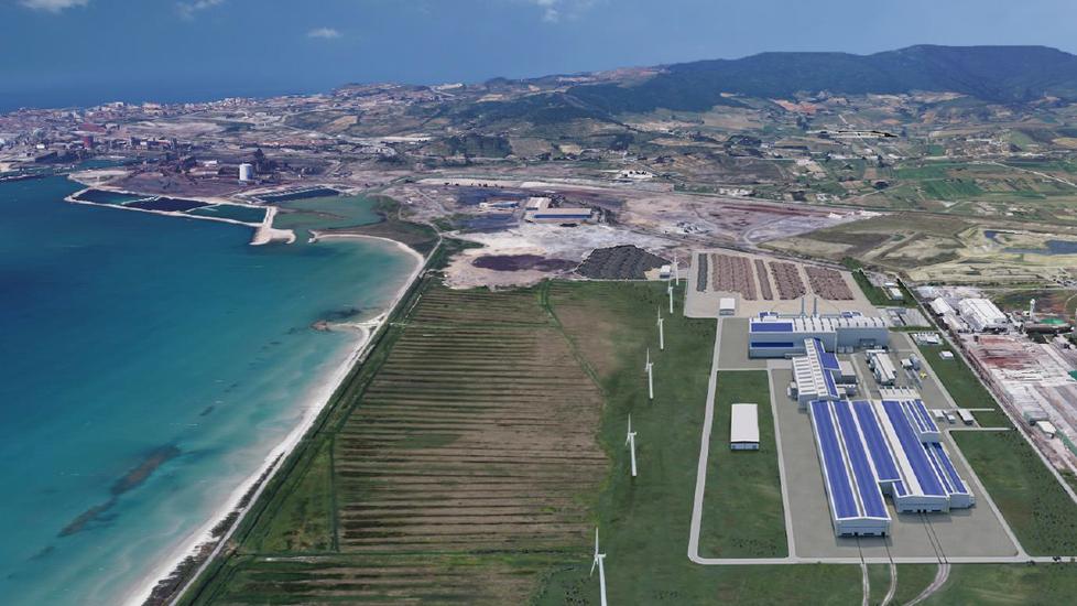 Un rendering dell’acciaieria elettrica Metinvest Adria nelle aree di Ischia di Crociano a Piombino