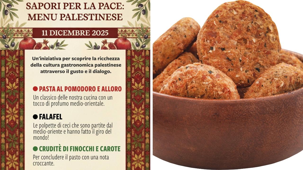 
	A sinistra il men&ugrave; a destra le falafel

