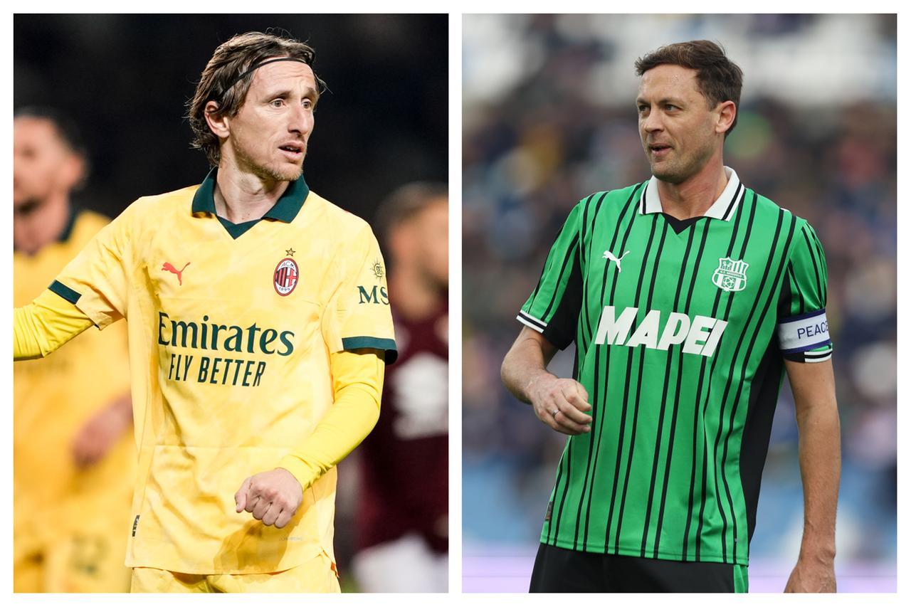 
	Il rossonero Luka Modric e il neroverde Nemanja Matic

