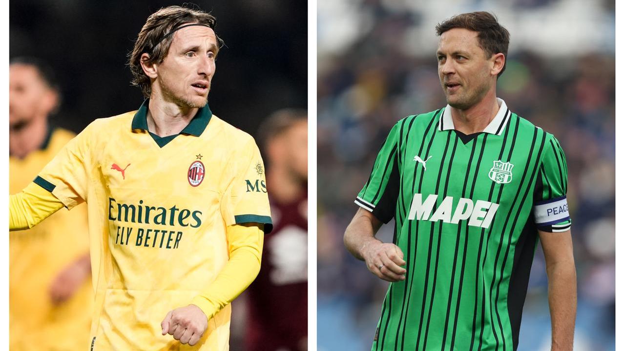 Il rossonero Luka Modric e il neroverde Nemanja Matic