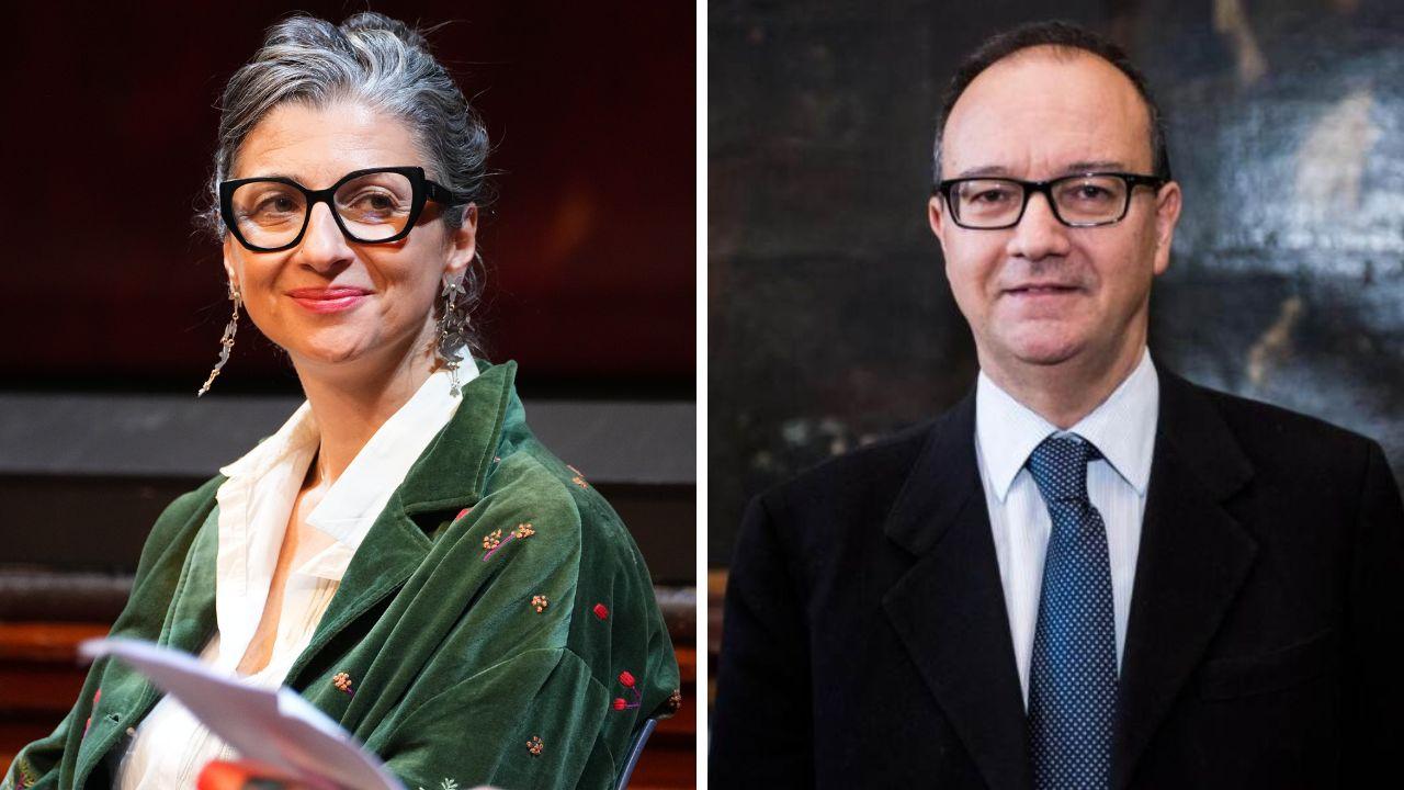 La giurista Francesca Albanese e il Ministro dell'Istruzione e del Merito, Giuseppe Valditara