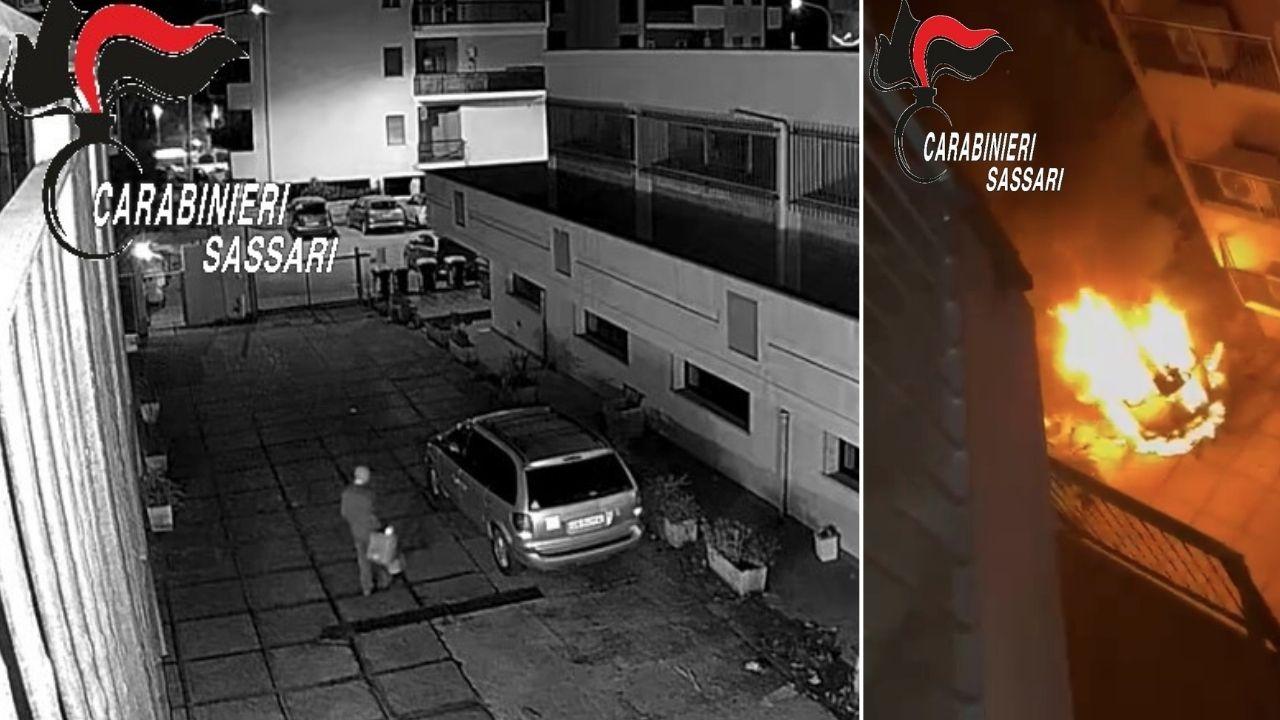 Roghi nel condominio a Sassari, ecco le immagini che incastrano il presunto incendiario