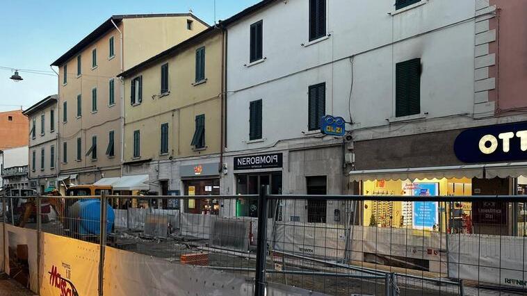 Il cantiere in corso Italia a Piombino