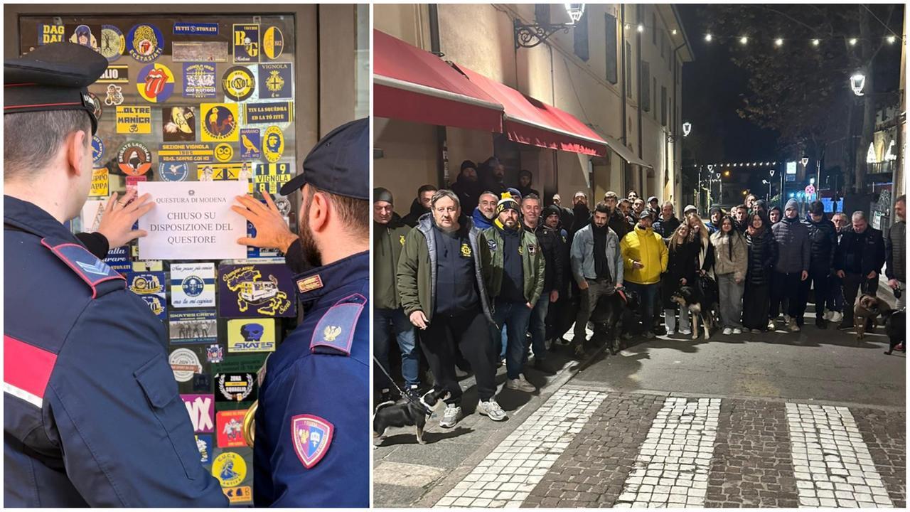 La protesta davanti al bar chiuso