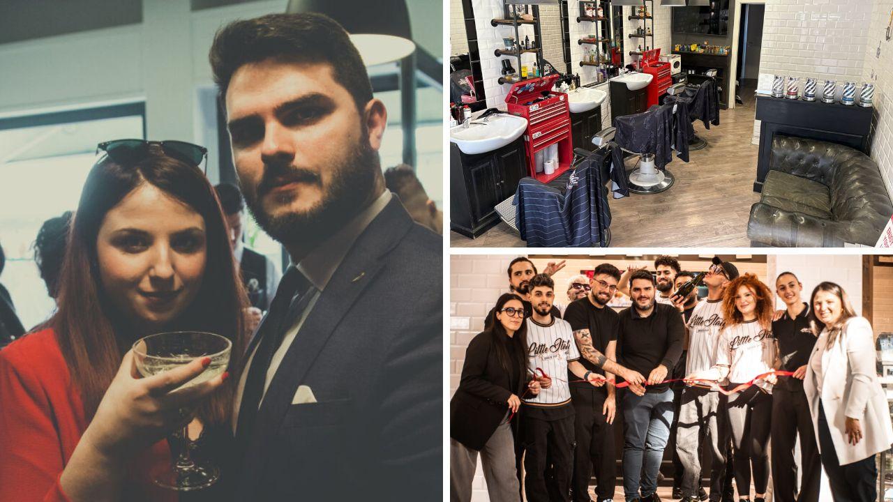 Massimiliano Spina e Giulia Massa; gli interni del negozio e il team a Desenzano