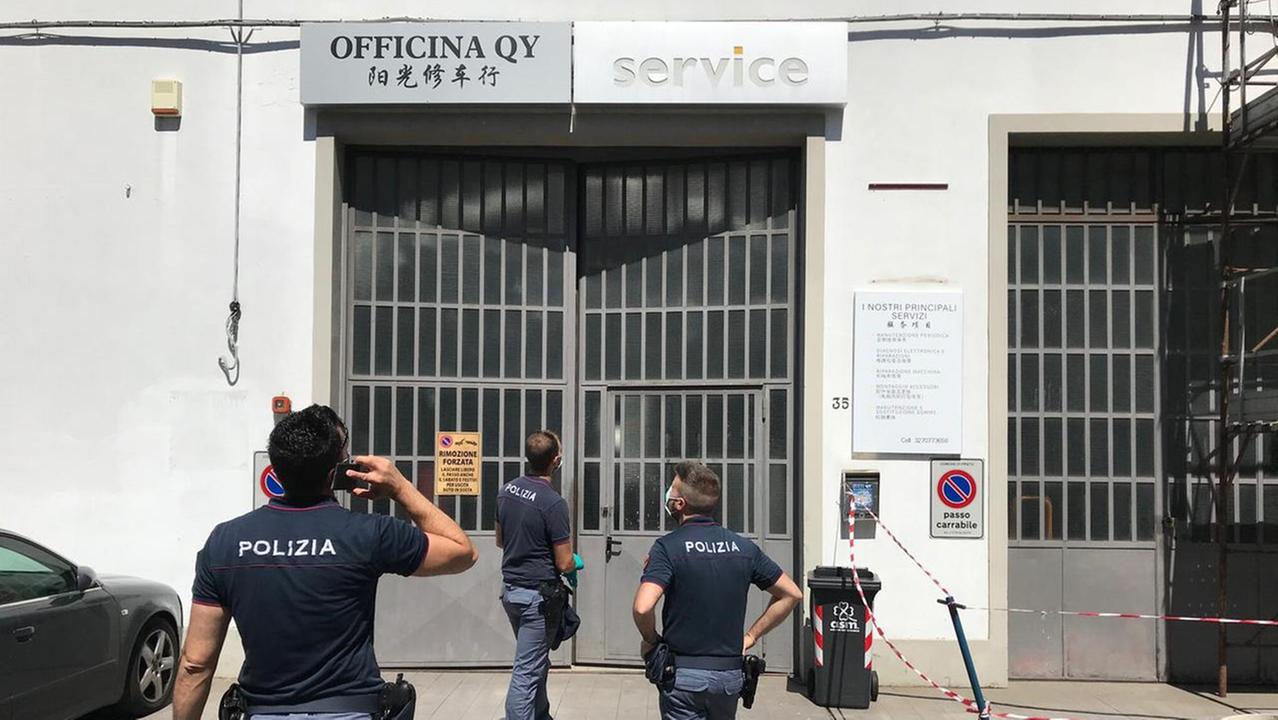 La polizia sul luogo dell'infortunio mortale nel giugno 2020