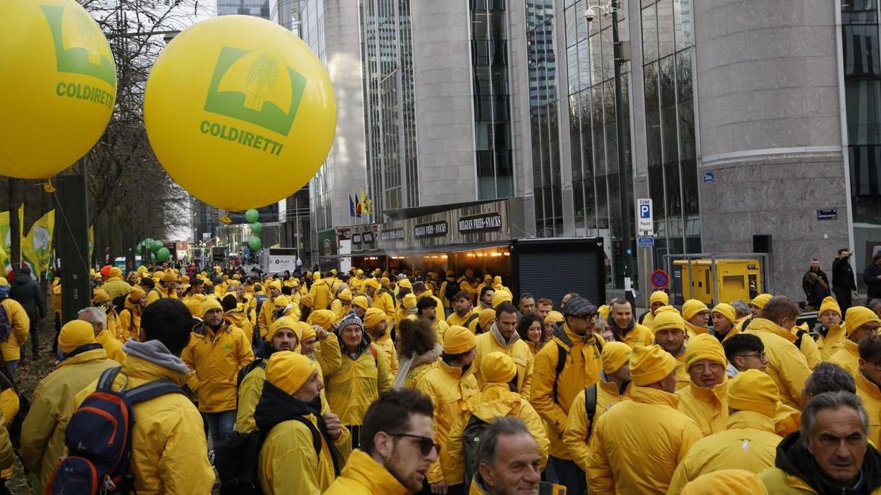 Agricoltori ferraresi in piazza a Bruxelles contro i tagli alla Pac