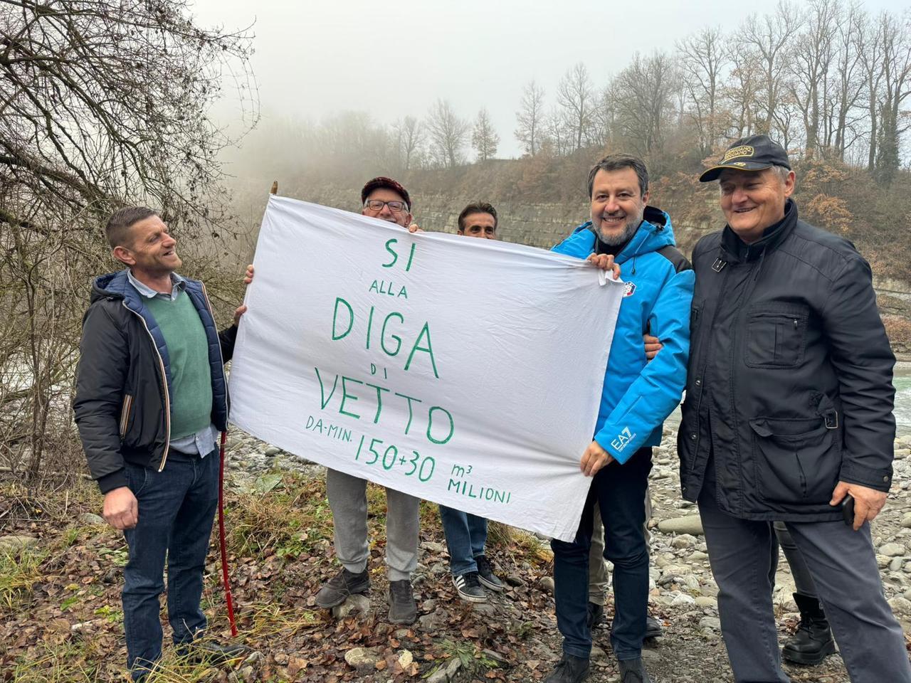 Diga di Vetto, il ministro Salvini dal sopralluogo: «Il mio obiettivo è lasciare a chi verrà dopo di me i cantieri finalmente avviati»