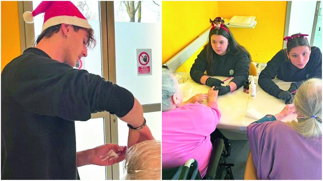 Gli studenti estetisti e parrucchieri per gli anziani ospiti della Cra di Maranello