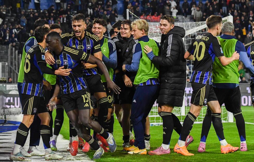 
	I giocatori nerazzurri esultano (foto Stick)

